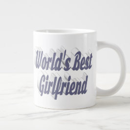 Caneca De Café Grande Namorada com meia-tipografia cinza