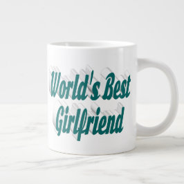 Caneca De Café Grande Namorada com meia-tipografia verde