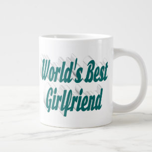 Caneca De Café Grande Namorada com meia-tipografia verde