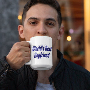 Caneca De Café Grande Namorado com semisscript azul escuro