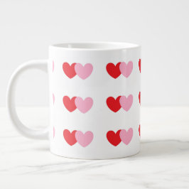 Caneca De Café Grande Namorados Café Mug com Corações Rosa e Vermelho