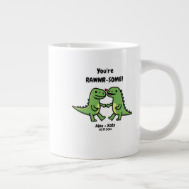 Caneca De Café Grande Namorados de dinossauro