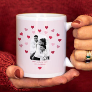 Caneca De Café Grande Namorados de Fotografia Padrão, Rosa e Coração Ver