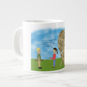 Caneca De Café Grande Namorados de madeira