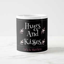Caneca De Café Grande namorados rosa elegante preto, doce para casal