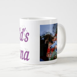 Caneca De Café Grande Nana Foto: Texto roxo Giant Coffee Mug