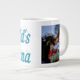 Caneca De Café Grande Nana Photo sky texto azul Giant Coffee Mug