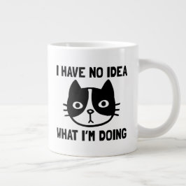 Caneca De Café Grande Não faço ideia do que estou fazendo, gato engraçad