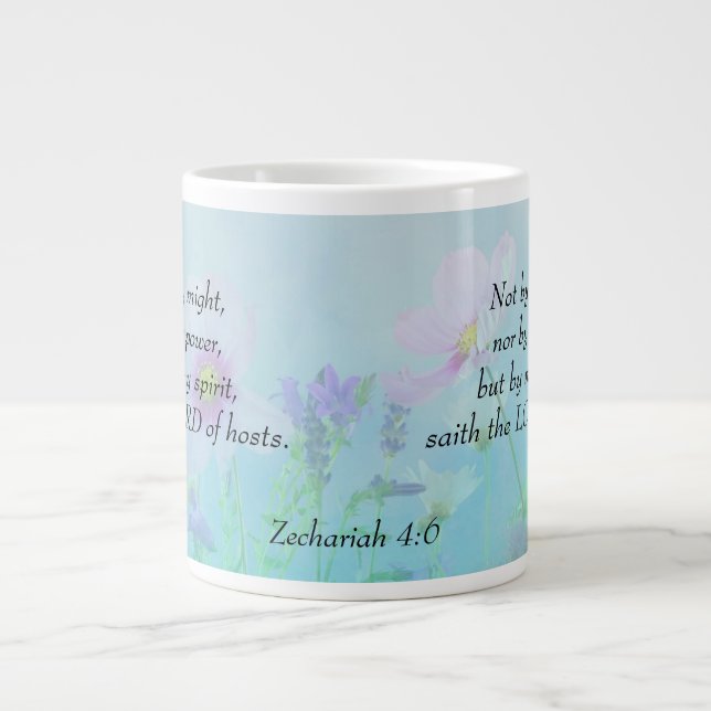 Caneca De Café Grande Não por Might - Zechariah 4:6 (Frente)