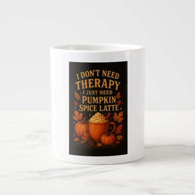 Caneca De Café Grande Não preciso de terapia, preciso de café com abóbor (Frente)