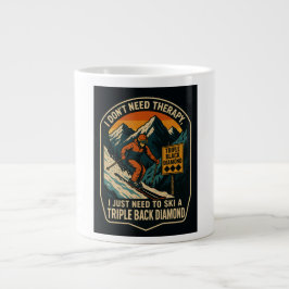 Caneca De Café Grande Não preciso de terapia, preciso esquiar um negro t