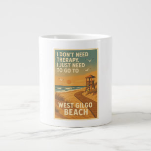 Caneca De Café Grande Não preciso de terapia, só preciso da praia de Wes
