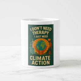 Caneca De Café Grande Não preciso de terapia, só preciso de ação climáti
