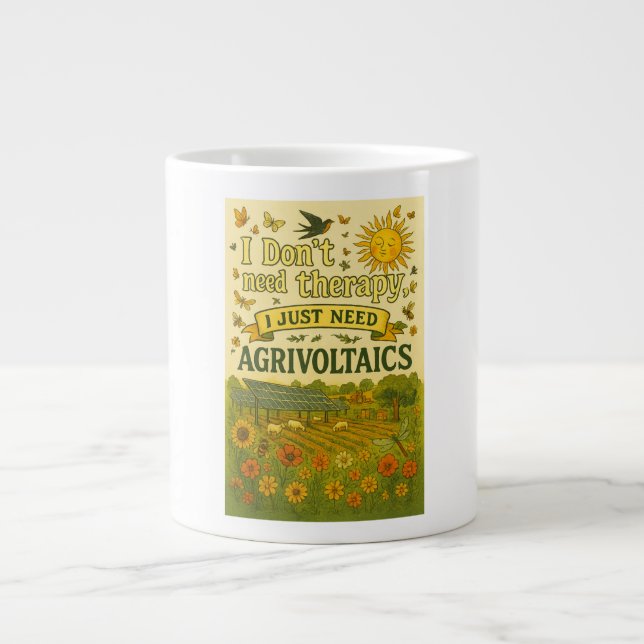 Caneca De Café Grande Não preciso de terapia, só preciso de agrivoltaico (Frente)