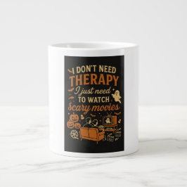 Caneca De Café Grande não preciso de terapia, só preciso de filmes assus