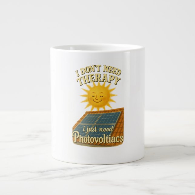 Caneca De Café Grande Não preciso de terapia, só preciso de fotovoltaico (Frente)