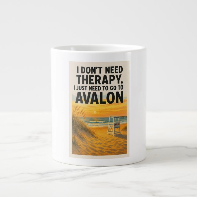 Caneca De Café Grande Não preciso de terapia, só preciso de ir a Avalon (Frente)
