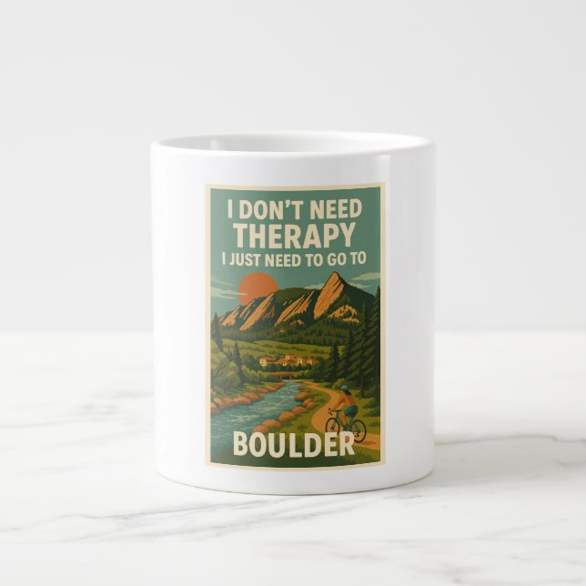 Caneca De Café Grande Não preciso de terapia, só preciso de ir a Boulder (Frente)