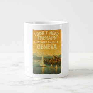 Caneca De Café Grande Não preciso de terapia, só preciso de ir a Genebra