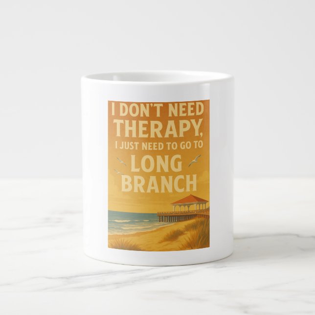 Caneca De Café Grande Não preciso de terapia, só preciso de Long Beach (Frente)