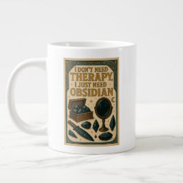 Caneca De Café Grande Não preciso de terapia, só preciso de obsidiana