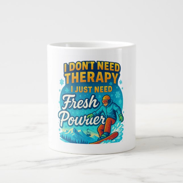 Caneca De Café Grande Não preciso de terapia, só preciso de pó fresco (Frente)
