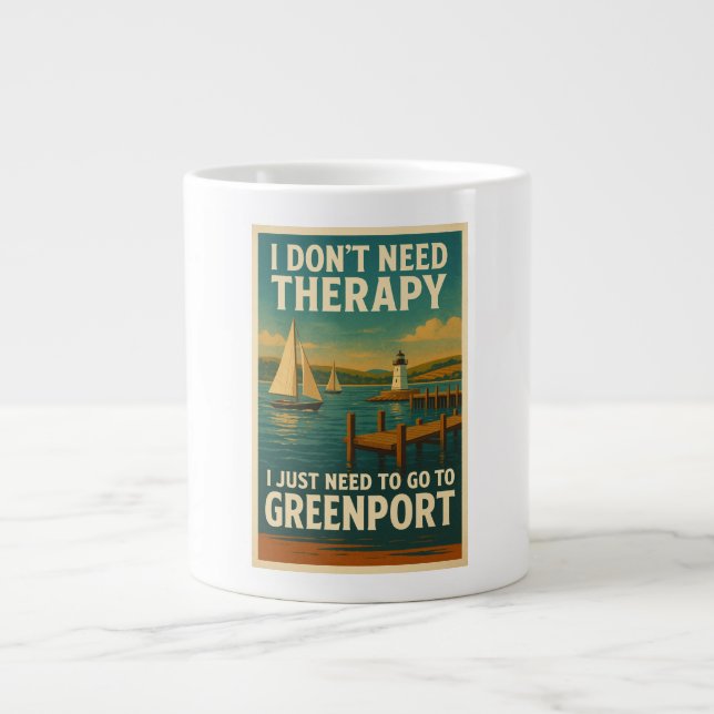 Caneca De Café Grande Não preciso de terapia, só preciso do Greenport (Frente)