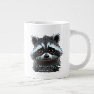 Caneca De Café Grande Não quero trabalhar com o Raccoon Animal