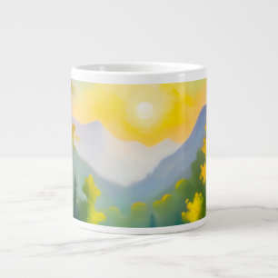 Caneca De Café Grande Nascer do sol sobre montanhas cobertas de neve e l