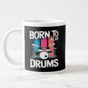 Caneca De Café Grande Nascido Para Tocar Bateria