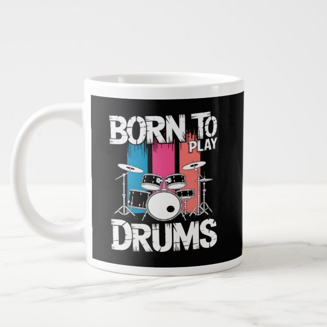 Caneca De Café Grande Nascido Para Tocar Bateria (Esquerda)