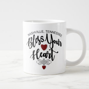 Caneca De Café Grande Nashville Tennessee abençoou seu coração Jumbo