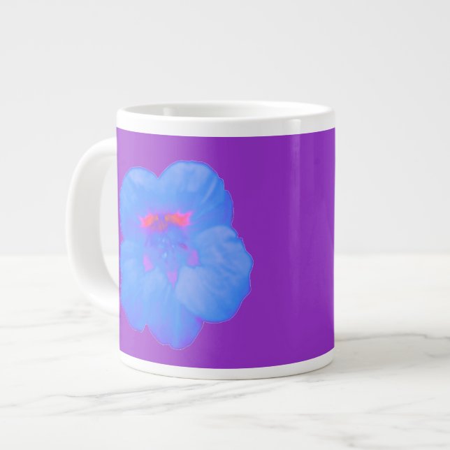 Caneca De Café Grande Nasturtium Bright Blue Mug (Frente Esquerda)