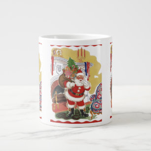 Caneca De Café Grande Natais vintages, Jolly Papai Noel com Presentes