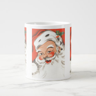 Caneca De Café Grande Natais vintages, Jolly Papai Noel com Sorriso