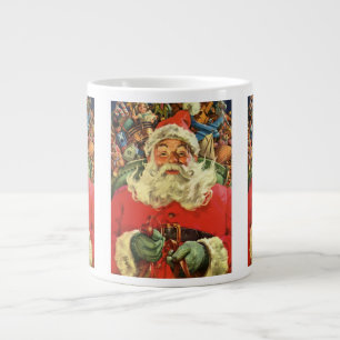 Caneca De Café Grande Natais vintages, Papai Noel com Brinquedos