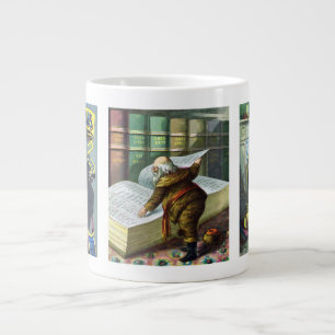 Caneca De Café Grande Natais vintages, Papai Noel e suas obras