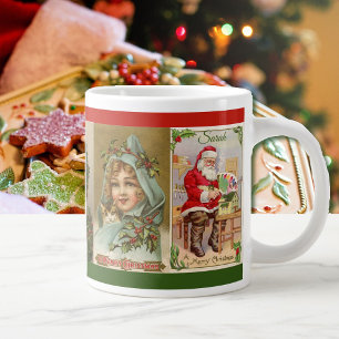 Caneca De Café Grande natais vintages Papais noeis Taça Infantil com No