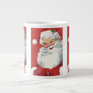 Caneca De Café Grande Natais vintages Santa Claus, Jolly e Winking