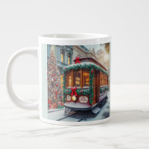 Caneca De Café Grande Natais vintages Streetcar na neve