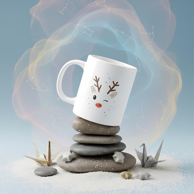 Caneca De Café Grande Natal adorável com rena rudi piscando (Criador carregado)