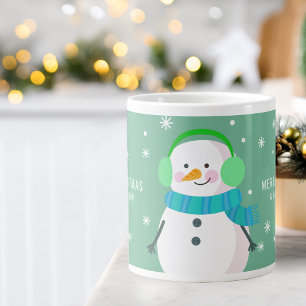 Caneca De Café Grande Natal Alegre Homem de Neve Floco de Neve Ano Novo