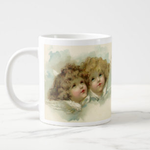 Caneca De Café Grande Natal Antigo, Anjos Vitorianos nas Nuvens