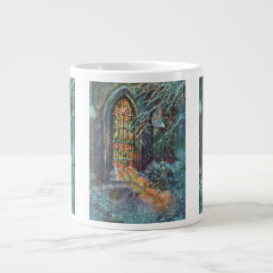 Caneca De Café Grande Natal Antigo Igreja com Vitral