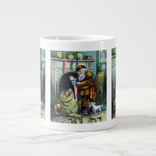 Caneca De Café Grande Natal Antigo, Meias do Papai Noel com Brinquedos