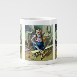 Caneca De Café Grande Natal Antigo, Papai Noel Construindo Brinquedos Vi