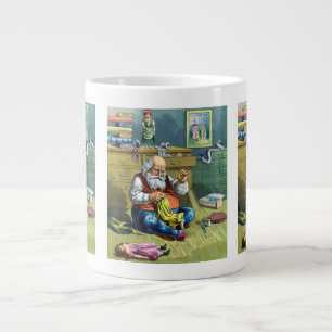 Caneca De Café Grande Natal Antigo, Papai Noel Fazendo Bonecas de Brinqu