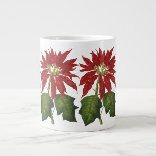 Caneca De Café Grande Natal Antigo, Planta de Inverno Poinsettia Vermelh