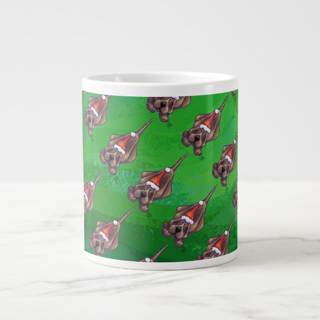 Caneca De Café Grande Natal De Cachorro Em Verde (Frente)
