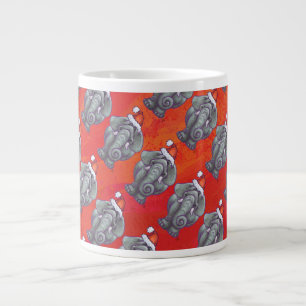 Caneca De Café Grande Natal De Elefante Em Vermelho